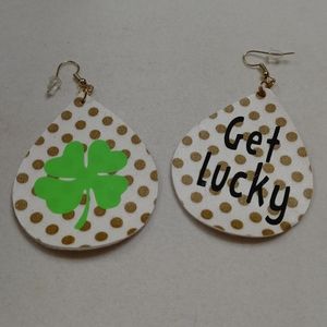 🍀 Get Lucky 4 Leaf Clover Faux Leather Earrings🍀